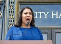 Mayor London Breed speaking at a Press conference in San Francisco, CA
