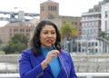 Mayor London Breed speaking about the waterfront flood study Royalty Free Stock Photo