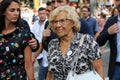 Mayor of Madrid Manuela Carmena at manifestation against terrorism