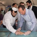 Mayor Nir Barkat At A matzah baking workshop Royalty Free Stock Photo