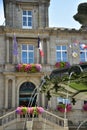 Mayors office and fountain  Villedieu-les-PoÃÂªles Manche Normandy Royalty Free Stock Photo