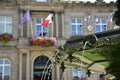 Mayors office and fountain  Villedieu-les-PoÃÂªles Manche Normandy Royalty Free Stock Photo