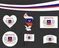 Mayotte Flag Map Ribbon And Heart Icons Vector Illustration Abstract Collection Royalty Free Stock Photo