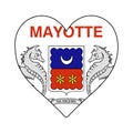 Mayotte Heart Shape Flag. Love Mayotte. Visit Mayotte. Eastern Africa. African Union. Vector Illustration Graphic