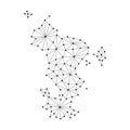 Mayotte map of polygonal mosaic lines network, rays, dots vector illustration. Royalty Free Stock Photo