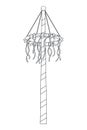 maypole with ribbons outline isolated on white Royalty Free Stock Photo