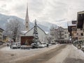 MAYRHOFEN, AUSTRIA - Jan 14, 2013: Mayrhofen Alpine Village in Winter Royalty Free Stock Photo