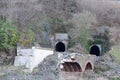 Mayschoss, Germany - 02 13 2023: Destroyed railroad bridges at the tunnel Mayschoss in Ahr valley Royalty Free Stock Photo