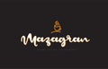 mazagran word text logo with coffee cup symbol idea typography