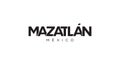 Mazatlan in the Mexico emblem. The design features a geometric style, vector illustration with bold typography in a modern font.