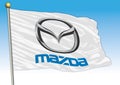 Mazda cars international group, flags with logo, illustration