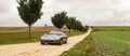 Mazda MX5 MkII Phoenix on an unmade road in France. Royalty Free Stock Photo