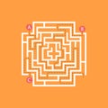 Labyrinth shape design element. Three entrance, one exit and one right way to go, but many paths to deadlock. Royalty Free Stock Photo