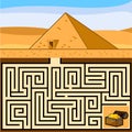 Cartoon Maze Game Education For Kids Go Through The Dungeons Of The Pyramid And Reach The Treasure Royalty Free Stock Photo