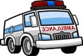 Outlined Cartoon Medical Ambulance Car