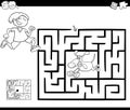 Maze Activity Game With Boy And Dog