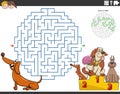 Maze with cartoon dachshund dog and the dog show