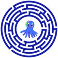 Maze children game: help the octopus go through the labyrinth.