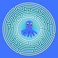 Maze children game: help the octopus go through the labyrinth.