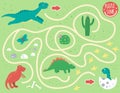 Maze for children. Preschool activity with dinosaur