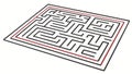 Maze with a Clear Red Path. Finding the Solution, vector design Generative AI Royalty Free Stock Photo