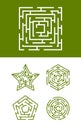 Maze collection. round square and star forms of labyrinth enter and exit in smart maze ways. vector template Royalty Free Stock Photo