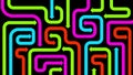 Maze of colorful arrows on black, 2d illustration Royalty Free Stock Photo