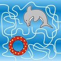 Maze,dolphin, leisure game for children, eps.