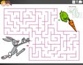 Maze educational game with cartoon rabbit and carrot