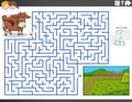 Maze educational game with cow and pasture