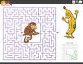 Maze educational game with funny monkey and banana Royalty Free Stock Photo