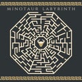 Maze enigma with minotaur icon