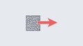 Maze Exit Shown by an Arrow Pointing Away From the Square Labyrinth Royalty Free Stock Photo