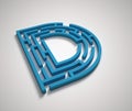 Maze font 3d rendering letter D