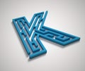 Maze font 3d rendering letter K