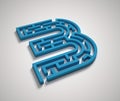 Maze font 3d rendering number 3