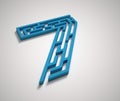 Maze font 3d rendering number 7