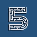 Maze font number 5 Royalty Free Stock Photo