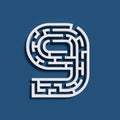 Maze font number 9 Royalty Free Stock Photo