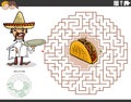 maze game with cartoon chef character with taco Royalty Free Stock Photo