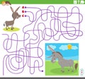 Maze game with cartoon donkey character and cute little foal