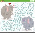 Maze game with cartoon elephant in love