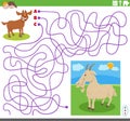 Maze game with cartoon goat character and little kid