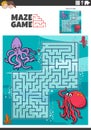 maze game with cartoon octopus animal characters
