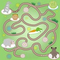 Maze game for children with bear, hare, sheep