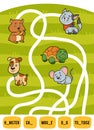 Maze game for children. Set of domestic animals