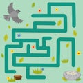 A maze game for children. lead the bird to the nest