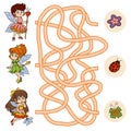 Maze game for children (little fairy) Royalty Free Stock Photo