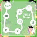 Maze game for kids. The cute little mermaid wearing the pirate hat Royalty Free Stock Photo