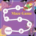 Maze game for kids. Pirate theme the parrot. Royalty Free Stock Photo